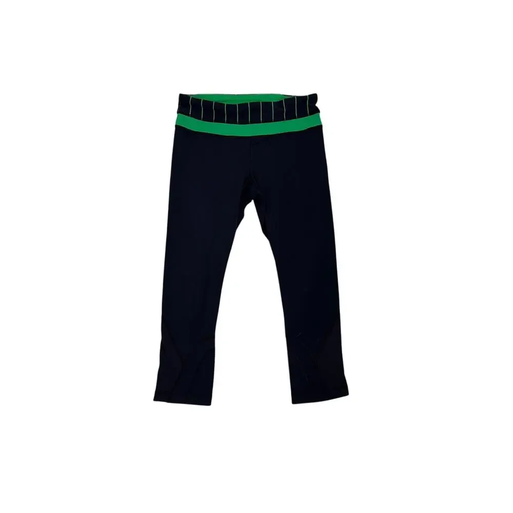Lululemon Run Leggings Inspire Crop II Blue Green Athletic Activewear Size 2